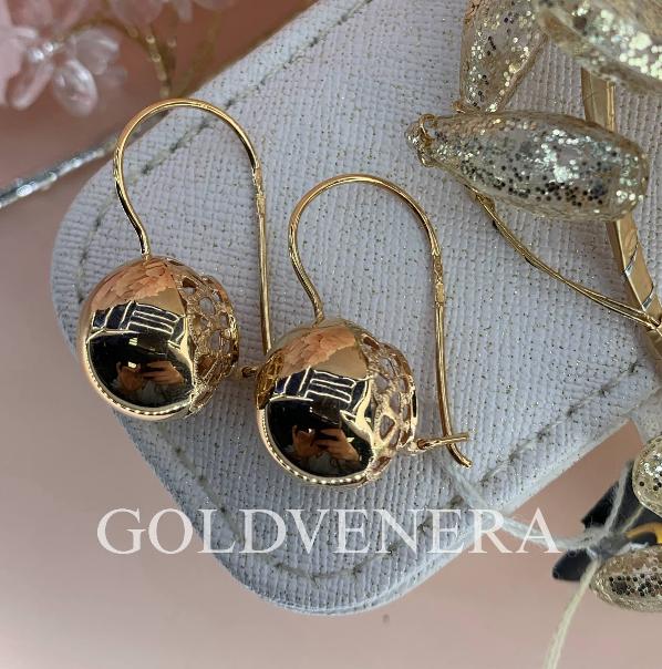 Серьги "Шары" из красного золота 