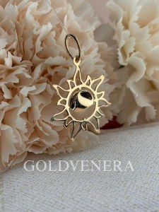 Подвеска Солнце из красного золота без вставок
