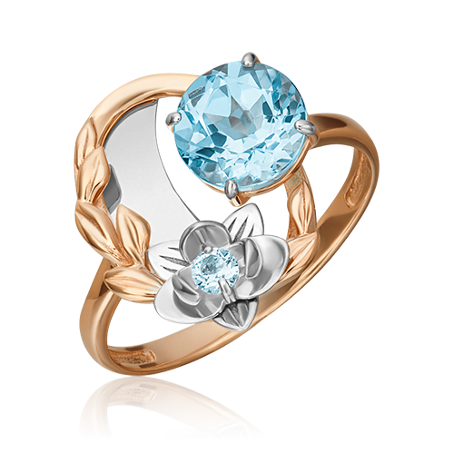 Золотое кольцо «Орхидея» (пожелание любви) с топазом