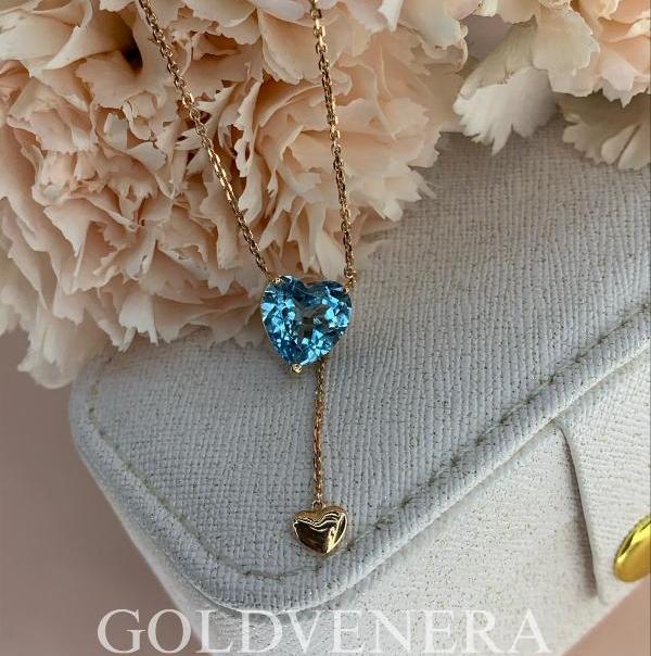 Колье "Сердце" из красного золота с Топазом