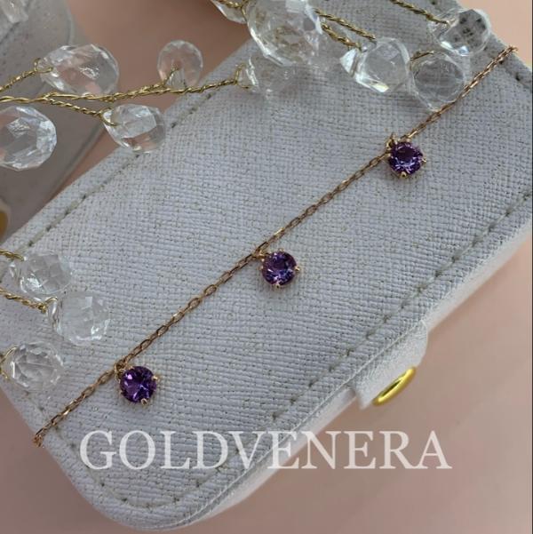 Браслет из красного золота с натуральным Аметистом