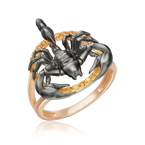 Золотое кольцо Скорпион с цитрином