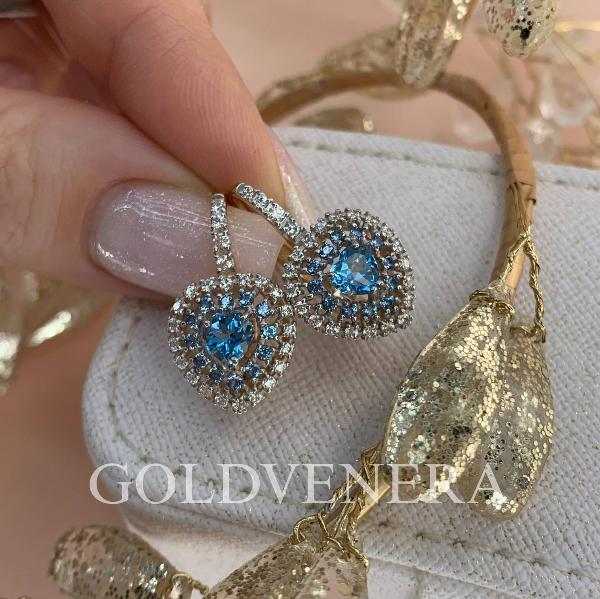 Серьги из красного золота с Топазом Swiss