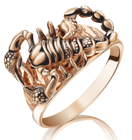 Золотое кольцо «Скорпион» с эмалью