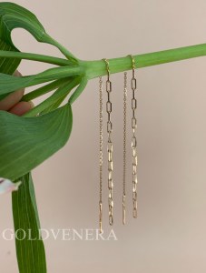 Серьги-цепочки из красного золота 585 пробы