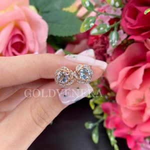 Золотые серьги-пусеты с топазом