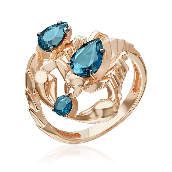 Золотое кольцо «Скорпион» с топазами