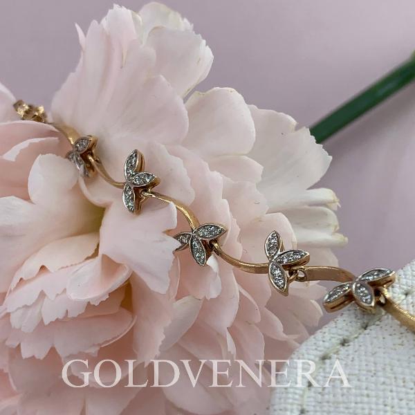 Нежный браслет из красного золота 585 пробы с Фианитами