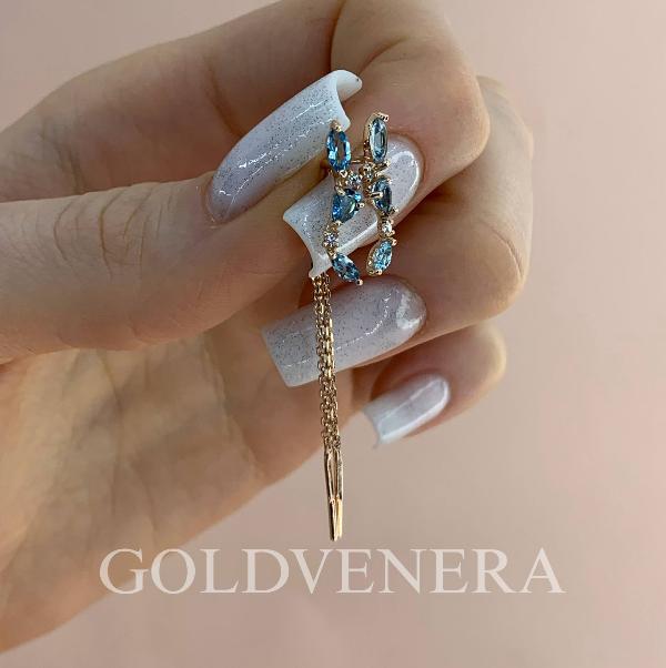 Протяжки с топазом из красного золота 