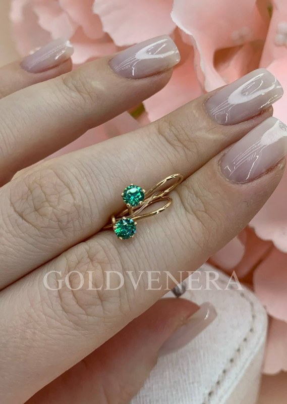 Серьги из красного золота 585 пробы с Фианитами