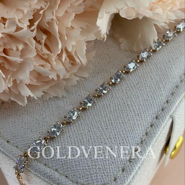 Прекрасный браслет из красного золота 585 пробы с Циркониями