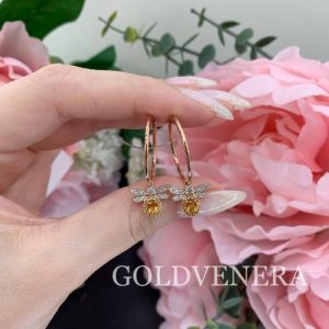 Золотые серьги-конго с цитрином