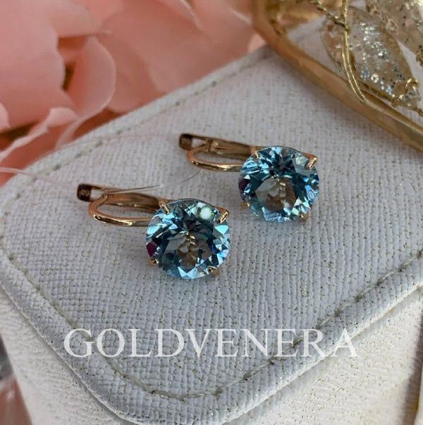 Серьги из красного золота с Топазом sky