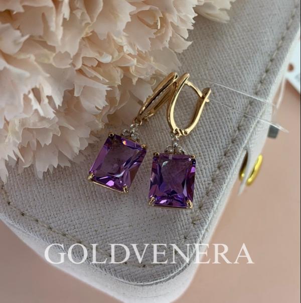 Серьги из красного золота с Аметистом 