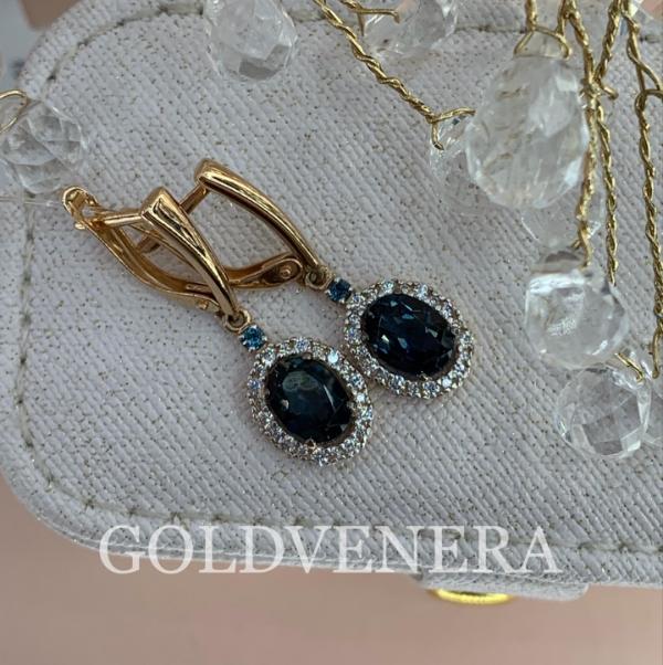 Серьги из золота с Топазом Лондон